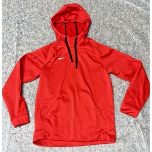 Nike Hoodie Men's Small Red  Fleece Lined Logo Long Sleeve Pullover(27-15)